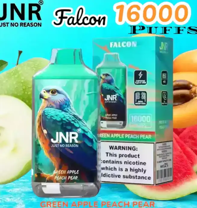 JNR Falcon 16000 Puffs Vape jetable puissante et rechargeable.