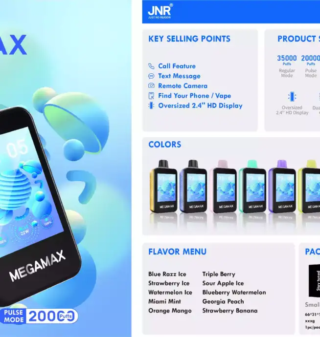 JNR MEGA MAX 35000 PUFFS Vape jetable 35K intelligente