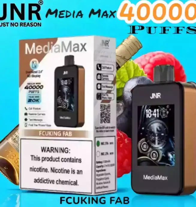 JNR Media Max 40000 Puffs Vape jetable connectée à longue autonomie.